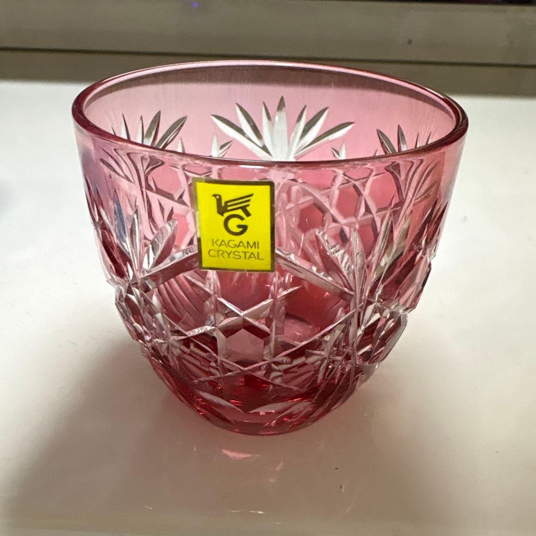 2個懐石杯 各務クリスタル 江戸切子 籠目 冷酒杯 新品 カガミクリスタル 切子