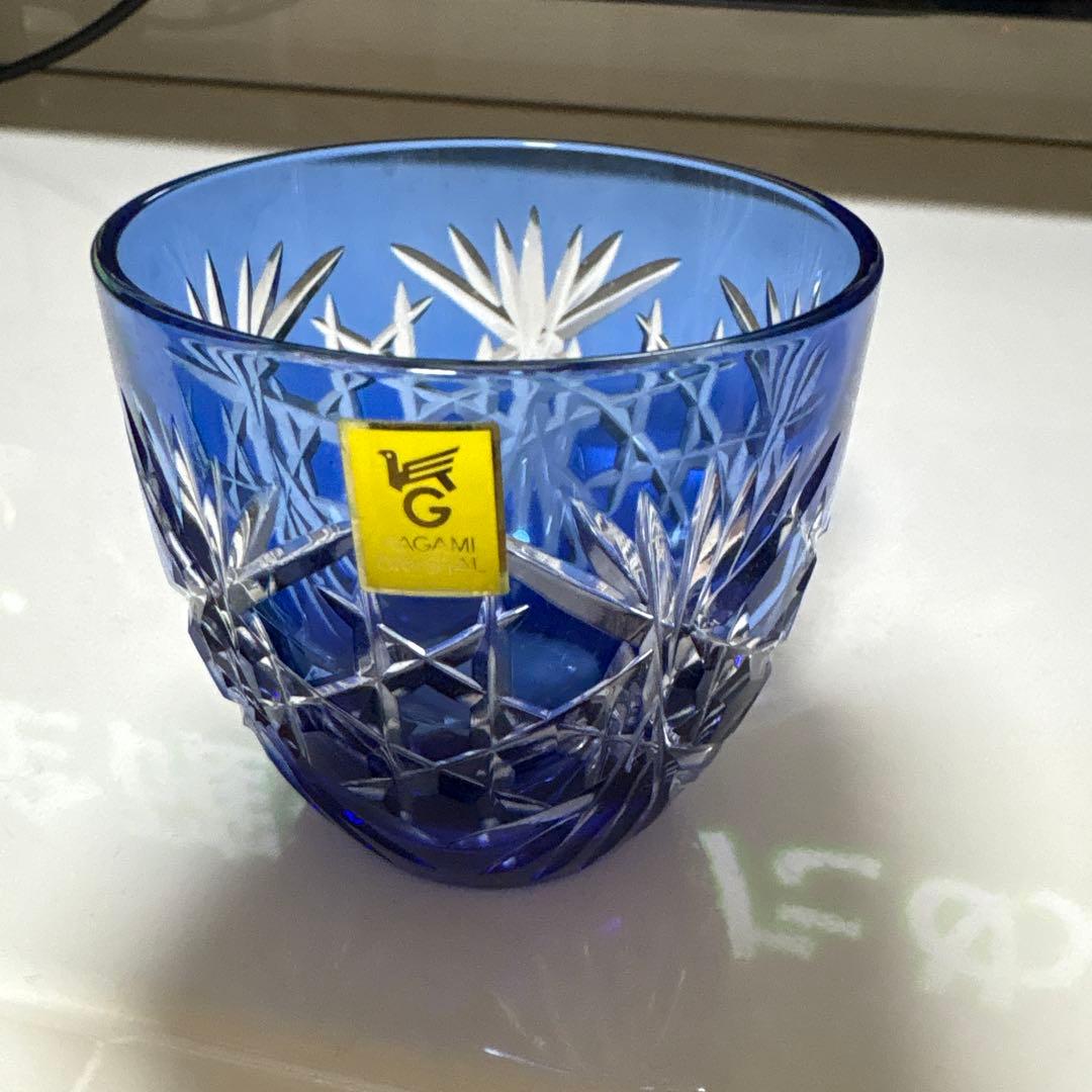 2個懐石杯 各務クリスタル 江戸切子 籠目 冷酒杯 新品 カガミクリスタル 切子