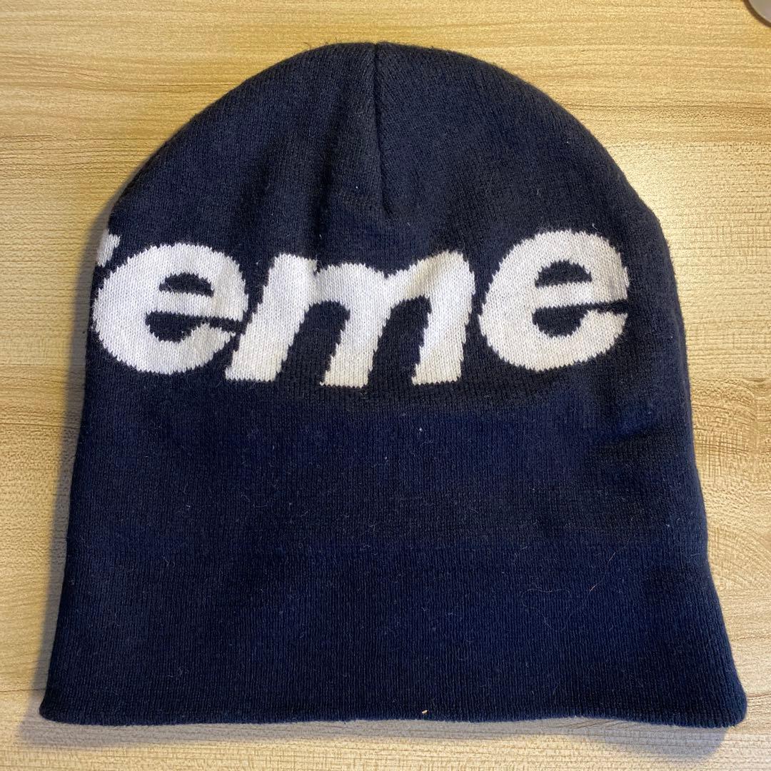 supreme Big logo beanie black/黒