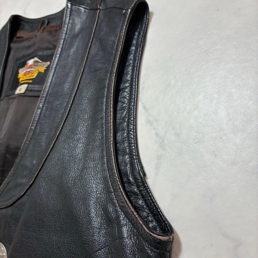 革*ー様 ハーレーダビッドソン レザーベスト 牛革 H.D.C.製 背面エンボス