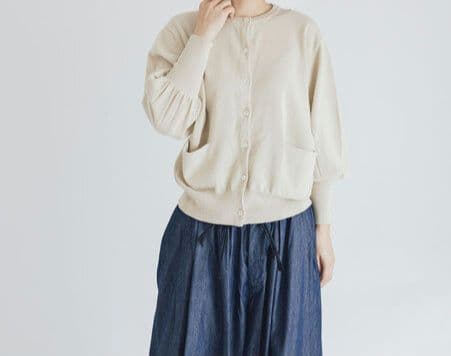 新品未使用 Gauze# ガーゼ ギャザースリーブ ニット カーディガン