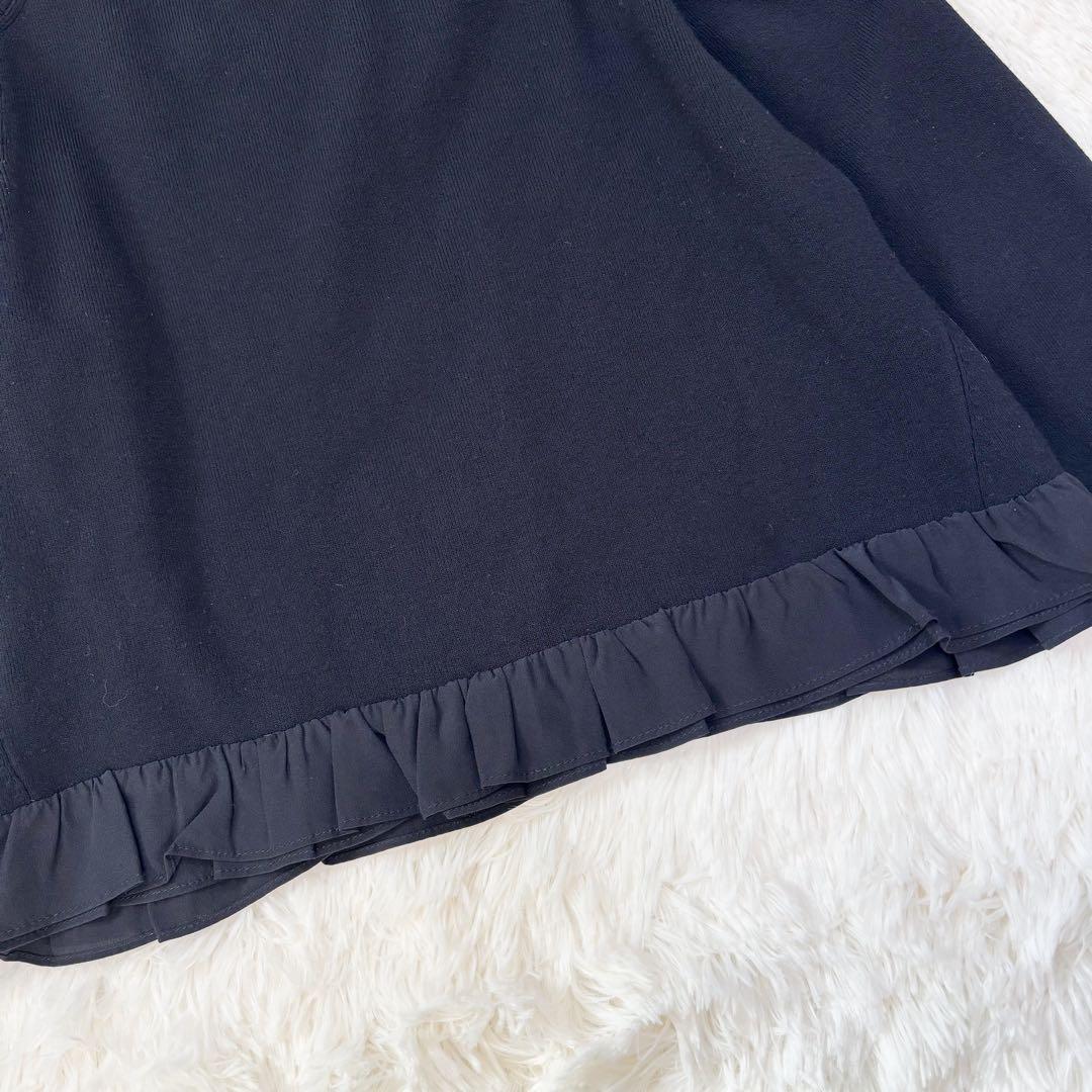 美品☆YOKO CHAN＊シルクフリル　ショート丈カーディガン　ボレロ　濃紺　M