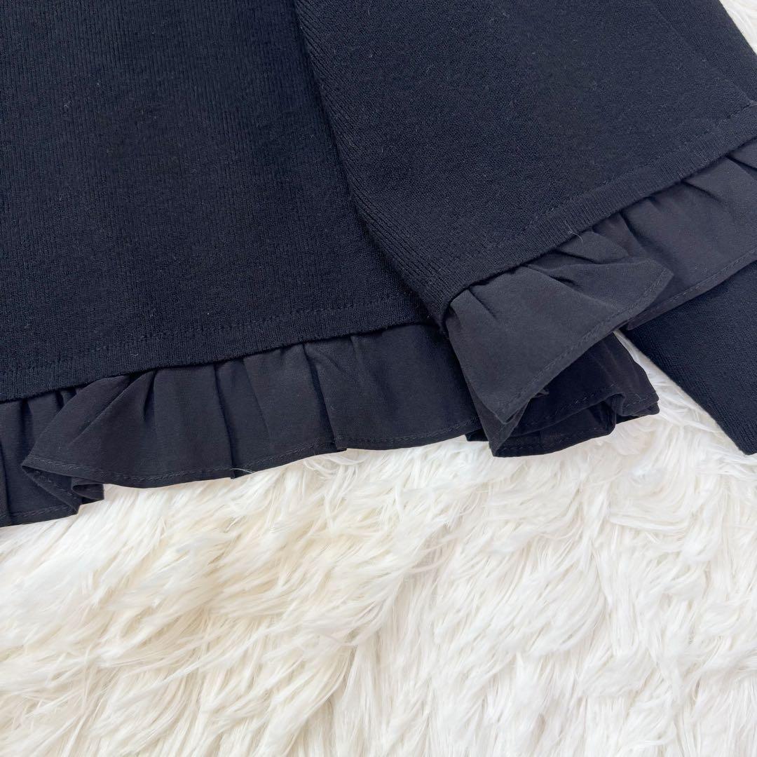 美品☆YOKO CHAN＊シルクフリル　ショート丈カーディガン　ボレロ　濃紺　M