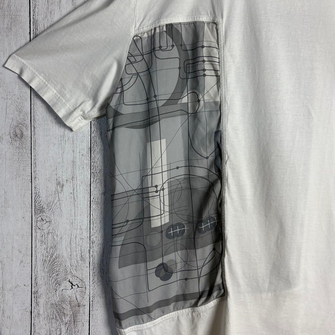 6261【美品】エルメス☆シルク切替Tシャツ スカーフドッキング ホワイト