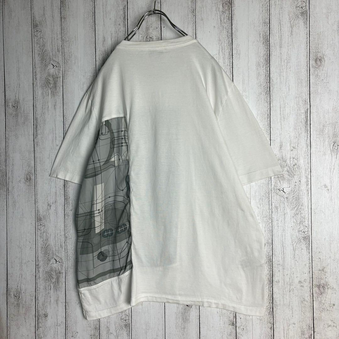 6261【美品】エルメス☆シルク切替Tシャツ スカーフドッキング ホワイト