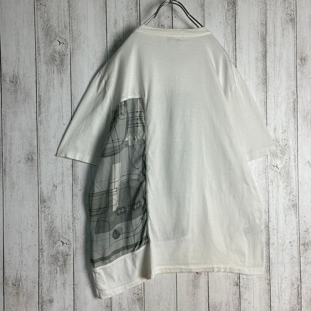 6261【美品】エルメス☆シルク切替Tシャツ スカーフドッキング ホワイト