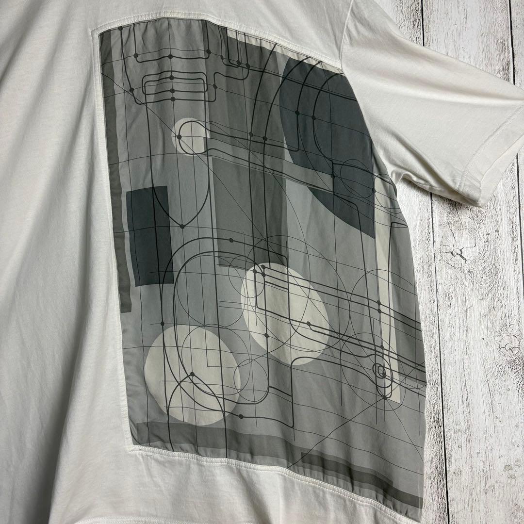 6261【美品】エルメス☆シルク切替Tシャツ スカーフドッキング ホワイト