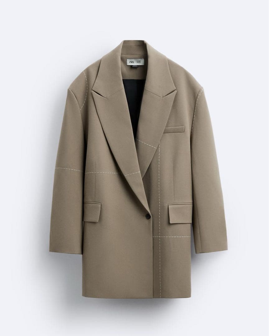 【美品】ZARA ザラ メゾンスペシャル オーバーサイズブレザー　トップステッチ