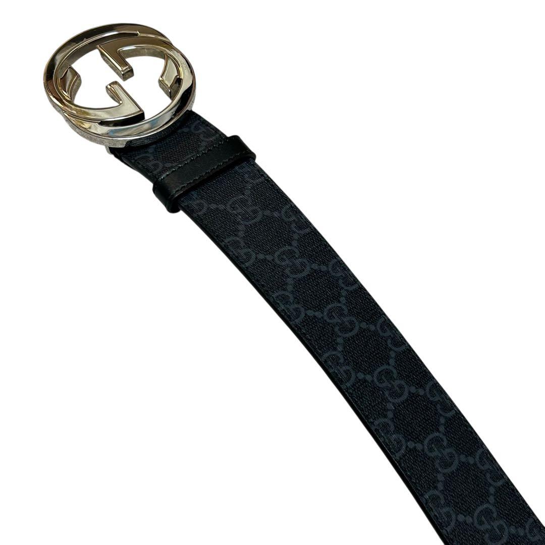 GUCCI GG柄　ベルト　メンズ　インターロッキングG ブラック