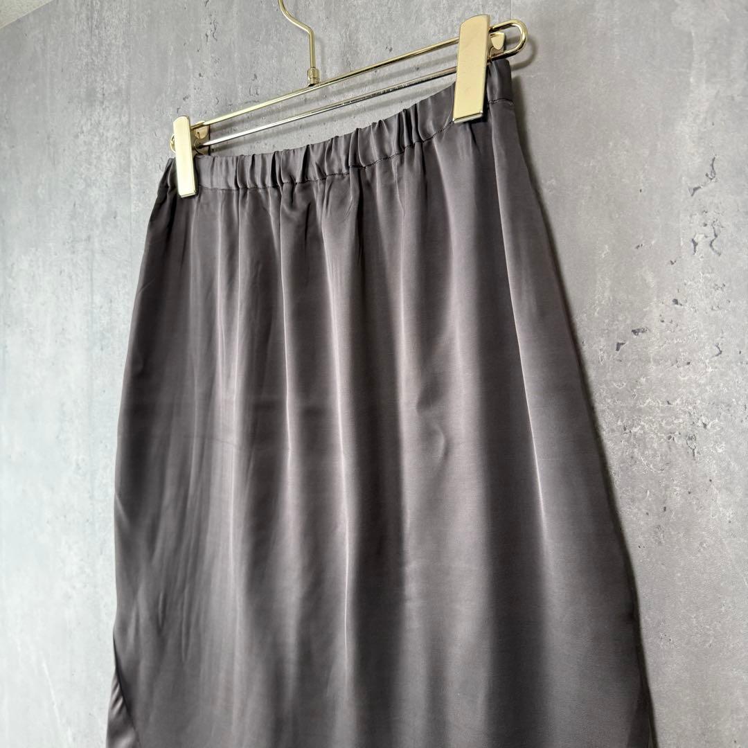 デパリエ DEPAREILLE サテンマーメイドスカート チャコール 36 新品