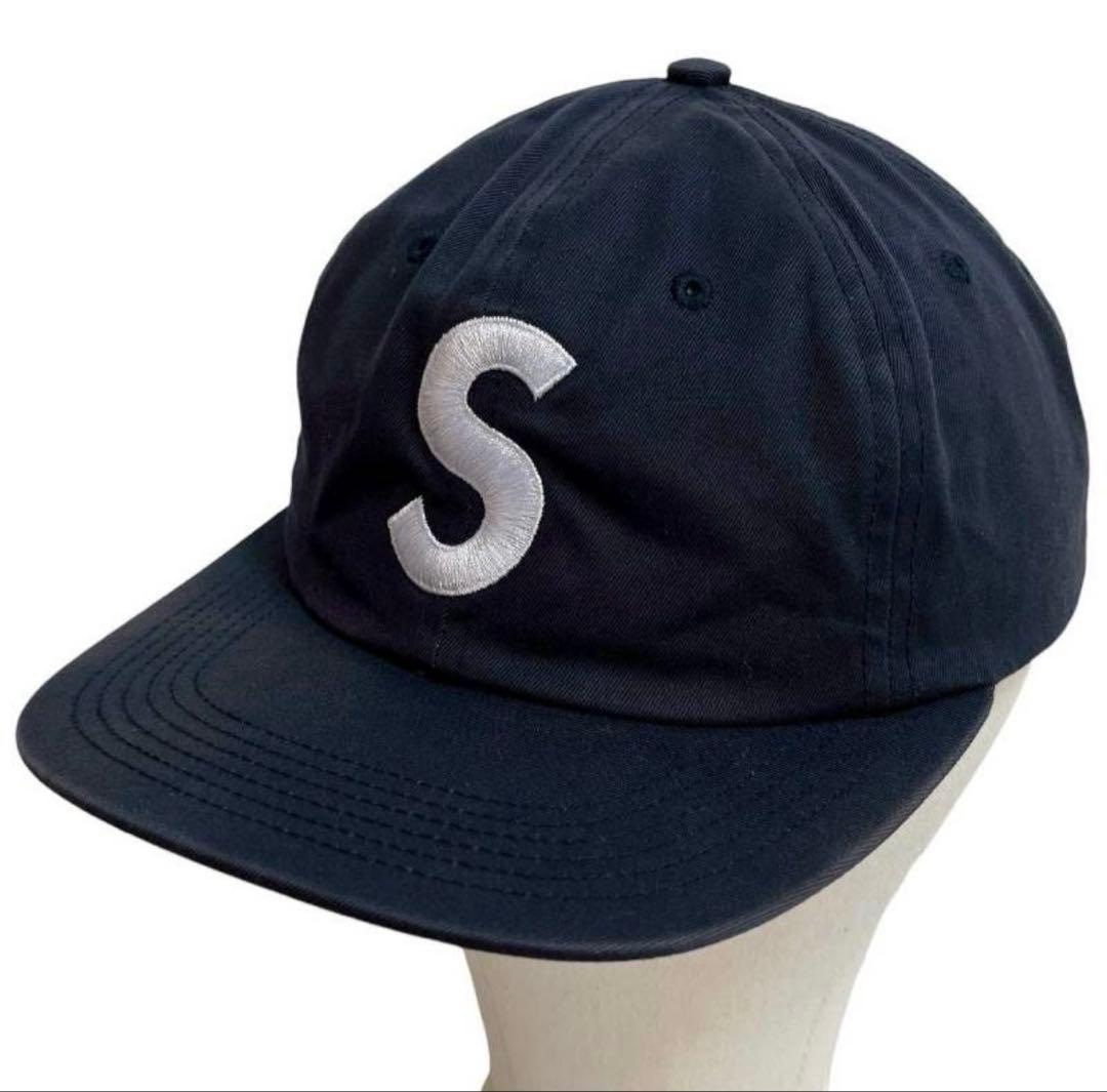 【美品】Supreme Sロゴ 6パネル ベースボールキャップ ネイビー 紺