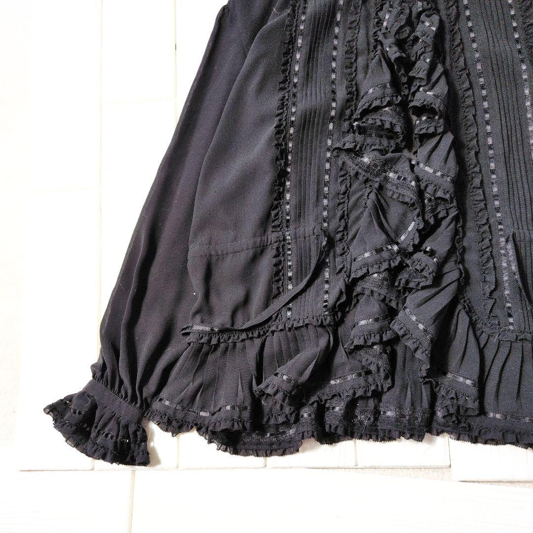 美品✨インゲボルグ ピンクハウス ピコフリル レース ポレロ カーディガン 黒