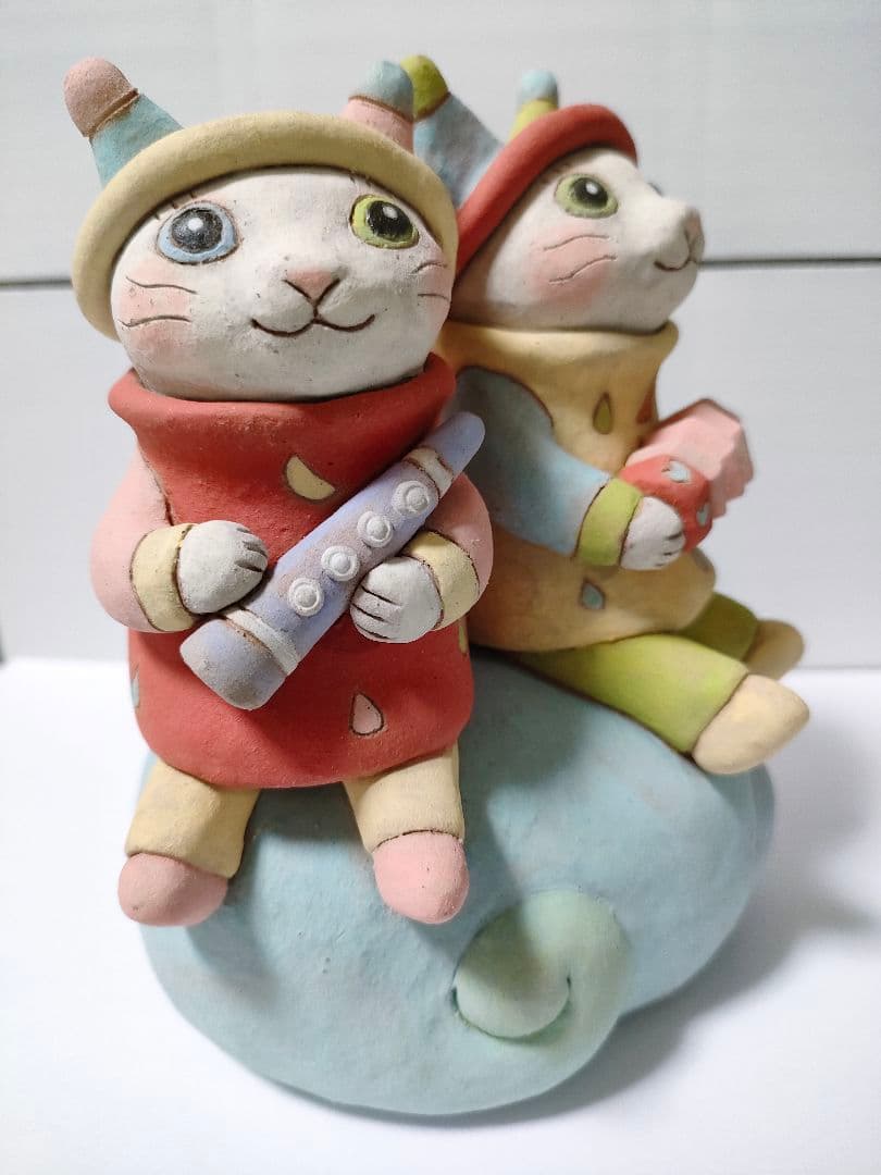 月魚ひろこ　ピエロ楽団　陶器置物