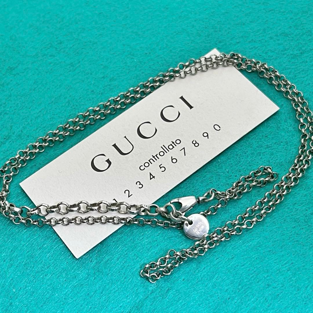 美品　GUCCI 2.2ミリクロームチェーンネックレス シルバー925
