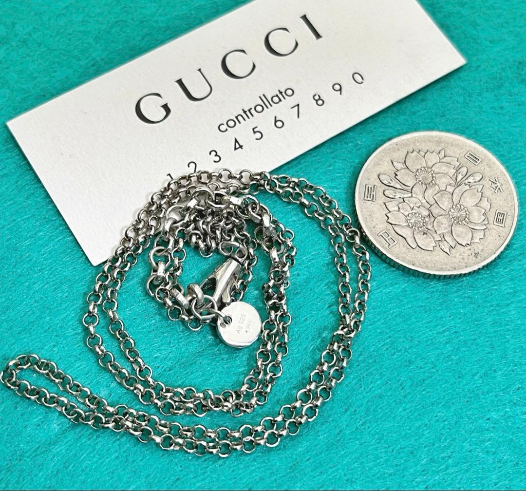 美品　GUCCI 2.2ミリクロームチェーンネックレス シルバー925