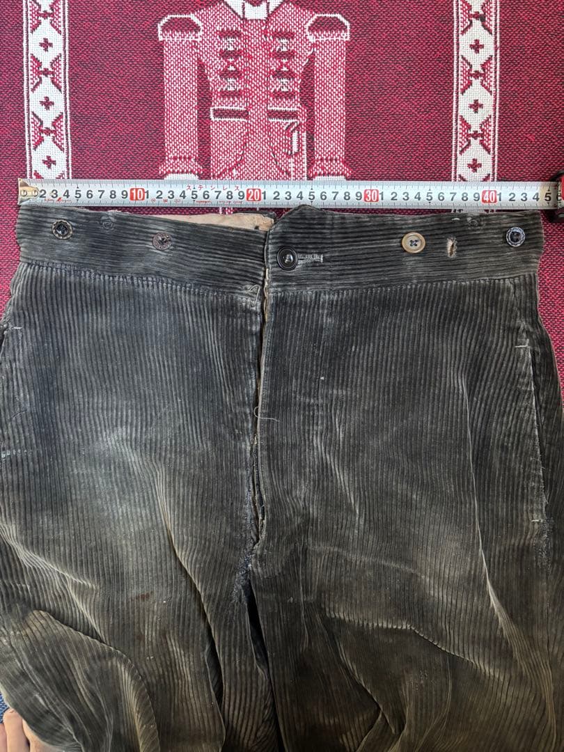 お*ぴ様 30's 40's コーデュロイパンツ 針刺しシンチバック 太畝 ユー