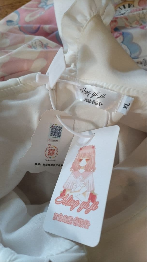 No.2874_海外ロリィタ_未使用ピンクエプロン付き半袖ワンピース3点セット