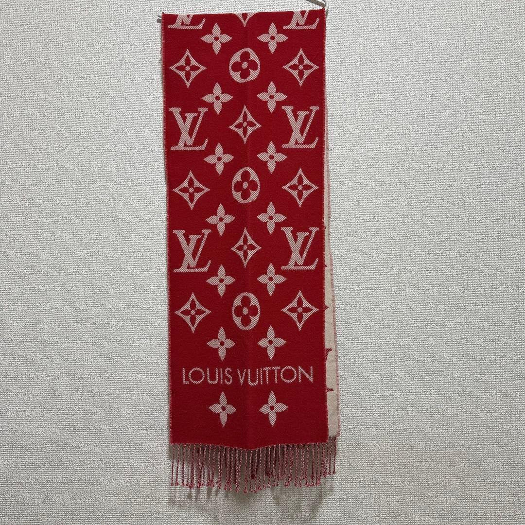 ルイヴィトン LOUIS VUITTON マフラー モノグラム レッド