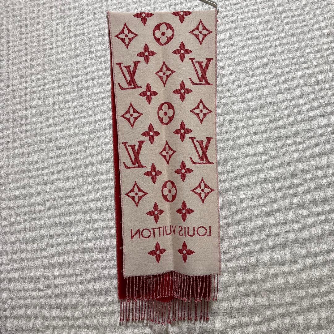 ルイヴィトン LOUIS VUITTON マフラー モノグラム レッド