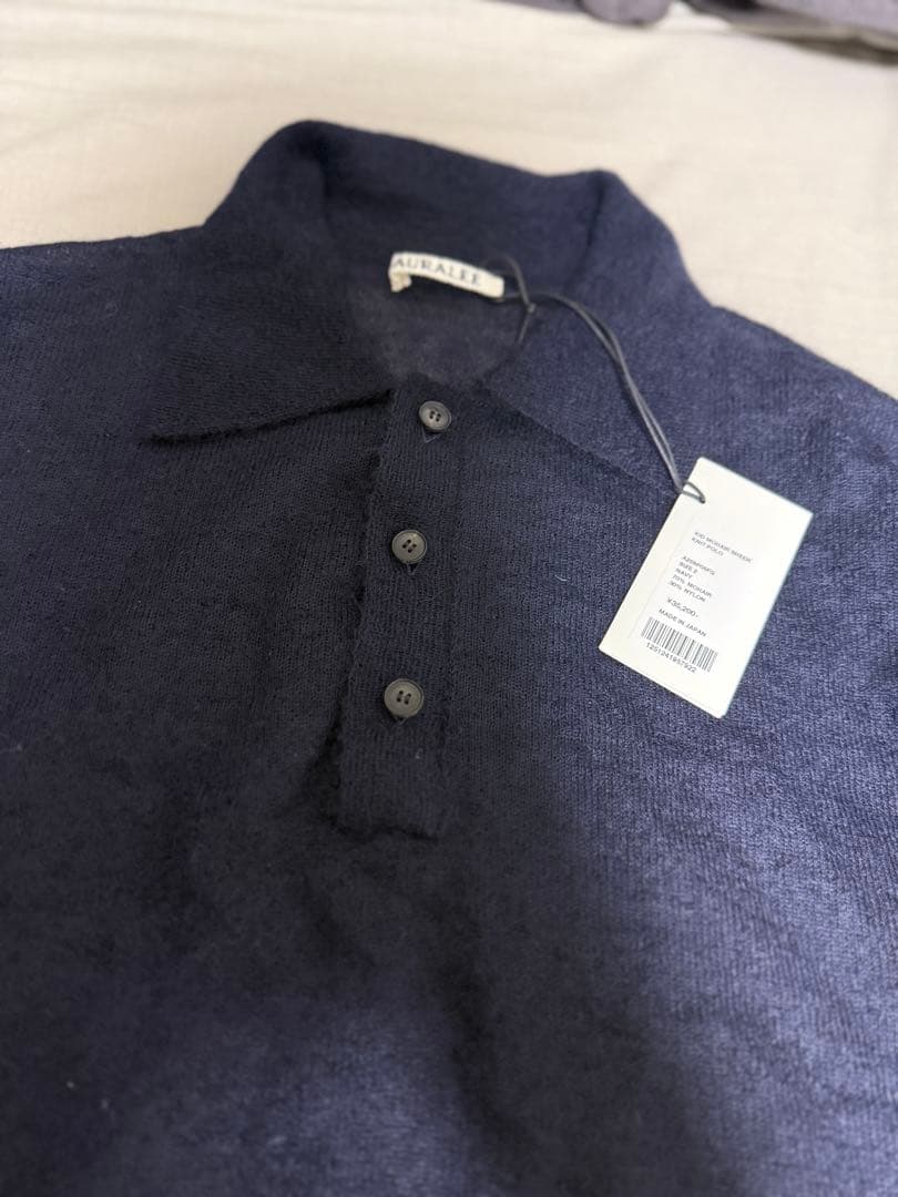 Auralee ネイビー 半袖ポロシャツ 新品タグ付き
