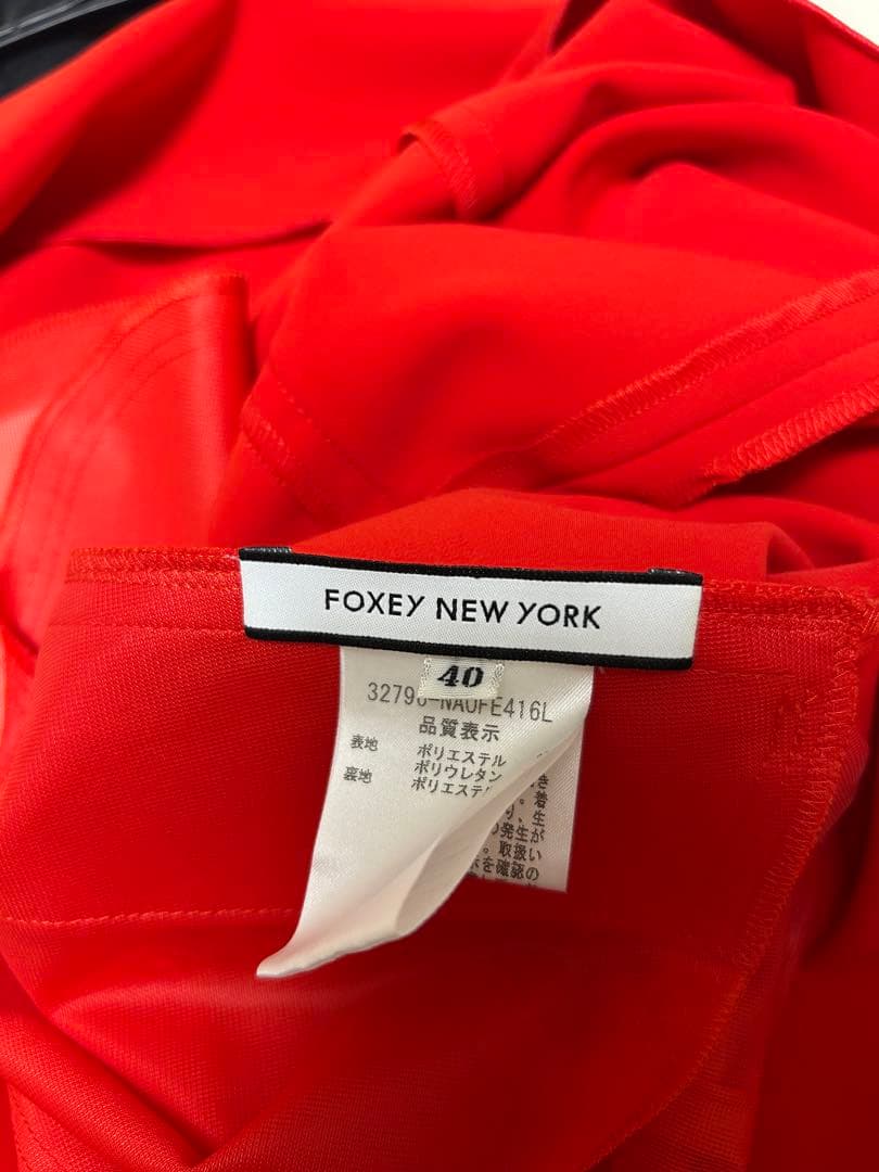 ららの FOXEY レッドノースリーブ フレアワンピース サイズ40