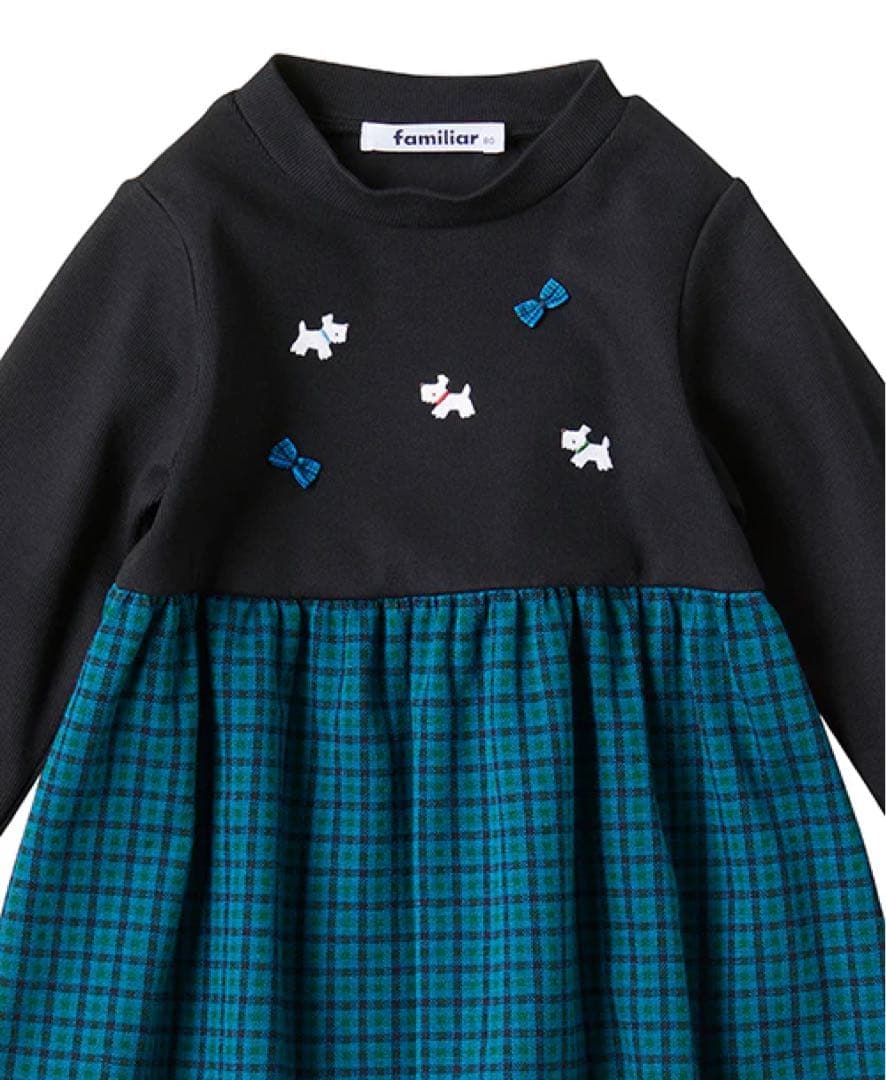 【専用】familia ファミリア　美品　ワンピース　テリア　青　チェック