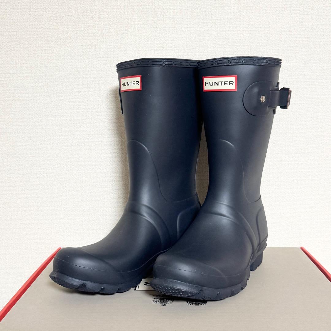 【新品】 HUNTER 長靴 ネイビー バックル付き 22㎝