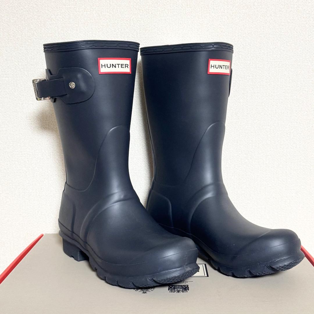 【新品】 HUNTER 長靴 ネイビー バックル付き 22㎝