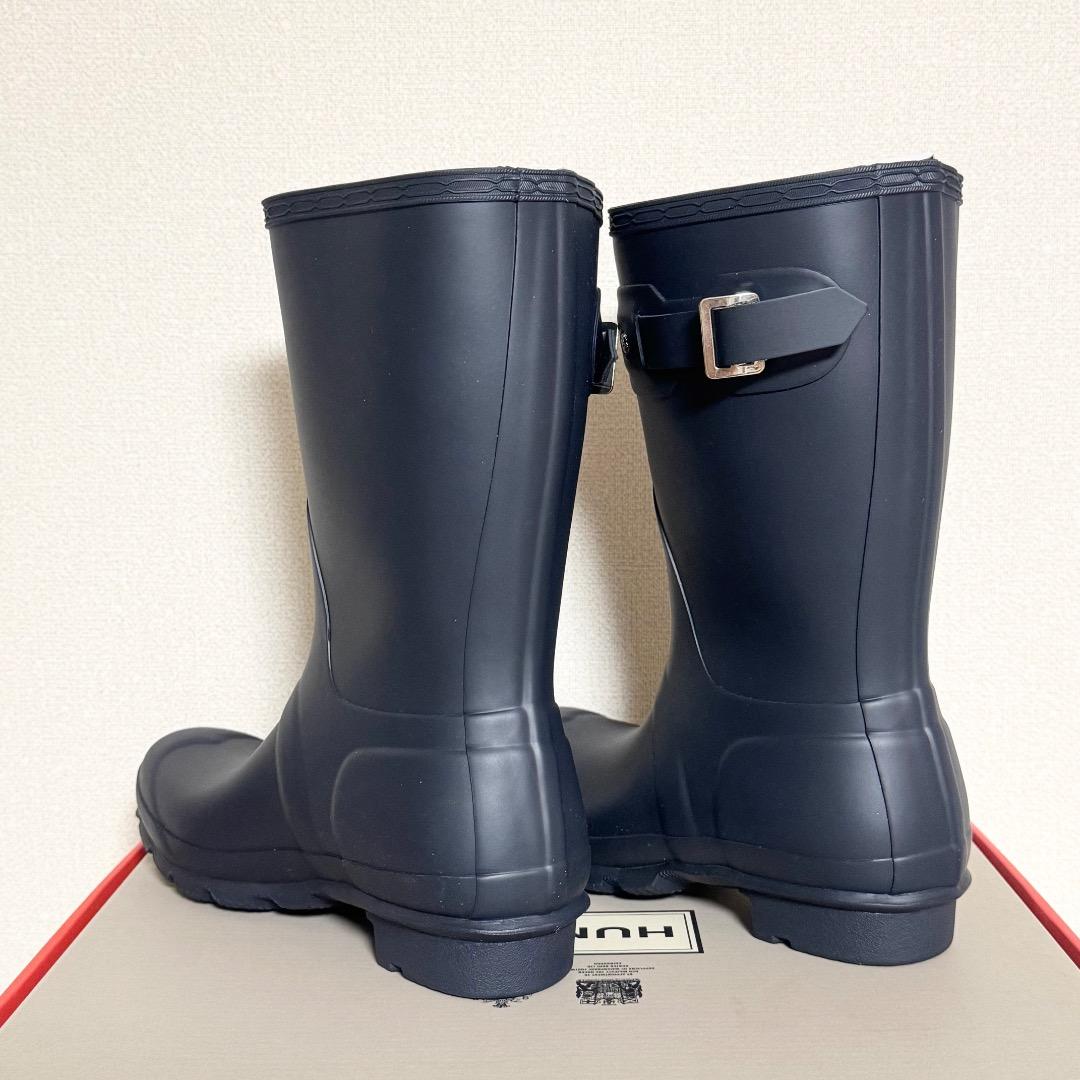 【新品】 HUNTER 長靴 ネイビー バックル付き 22㎝