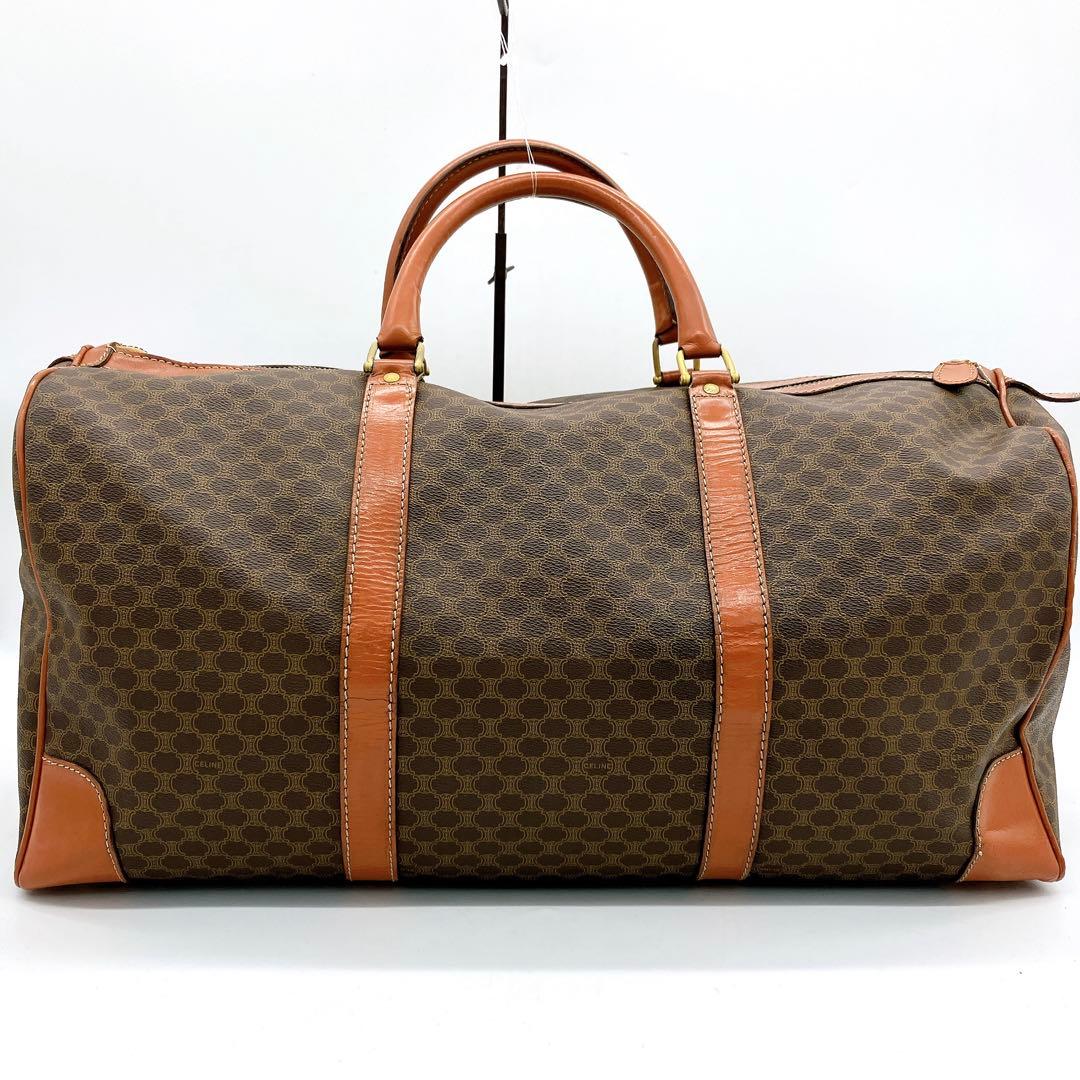 【CELINE】ボストンバッグ　2wayバッグ　マカダム柄　ブラウン　PVC