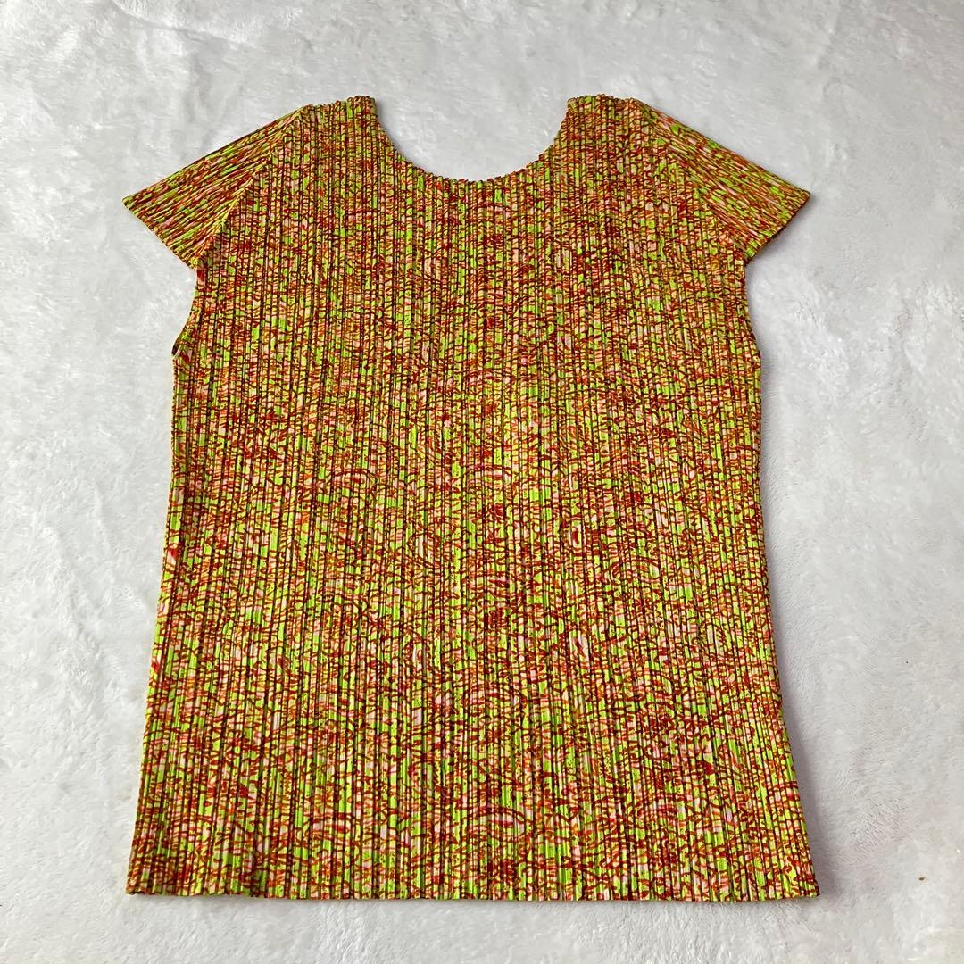 極美品 プリーツプリーズ 象刺繍 半袖カットソー 激レア マルチカラー