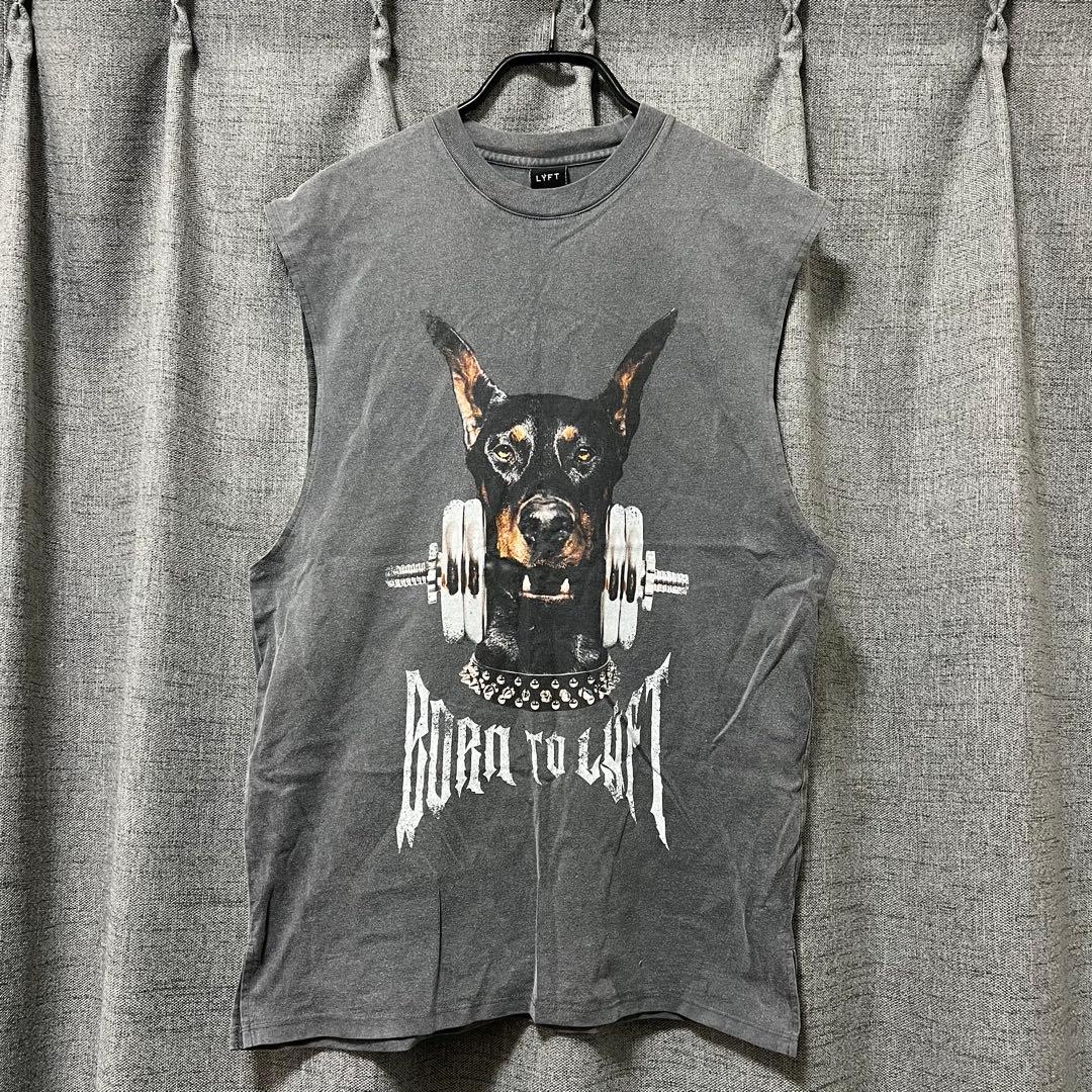 【美品】LYFT タンクトップ ノースリーブ ドーベルマン D.Grey M