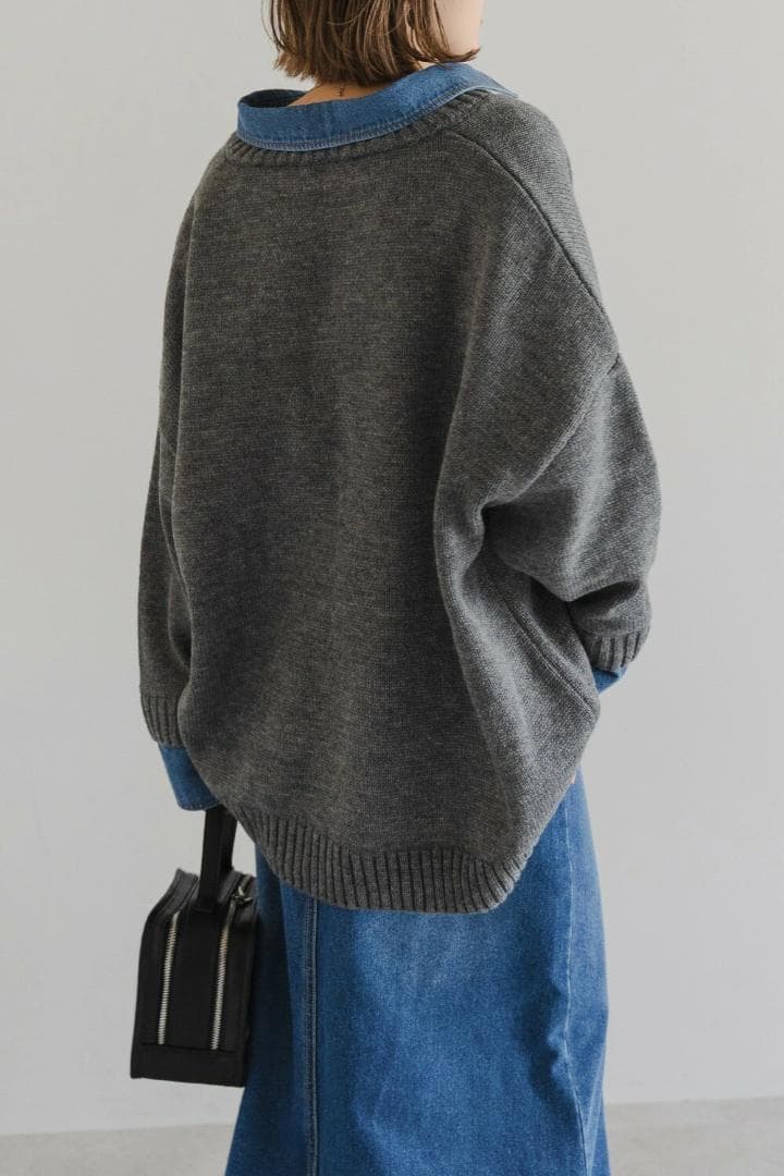 ✨即購入OK✨【新品】ボンジュールサガン　デニムレイヤード風カーディガン
