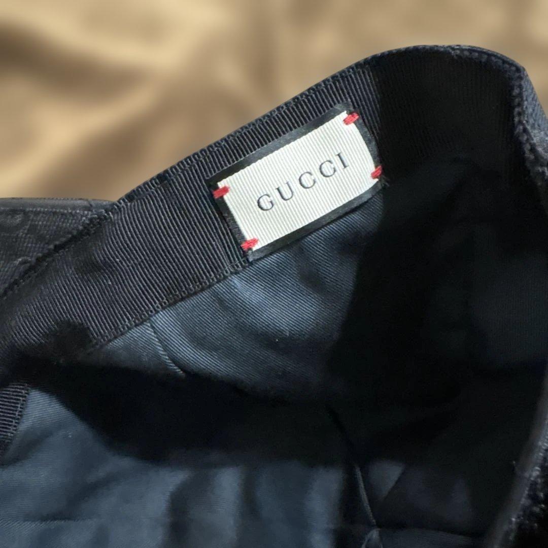 N*P様 グッチ GUCCI 帽子L 59 黒ブラック キャップ　GGパターン