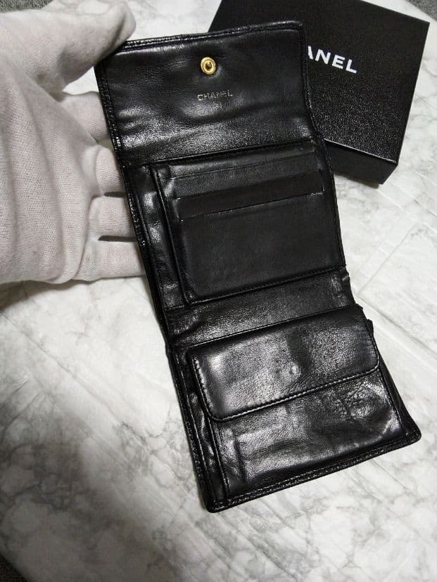 【綺麗】シャネル キャビア ココマーク 三つ折り財布