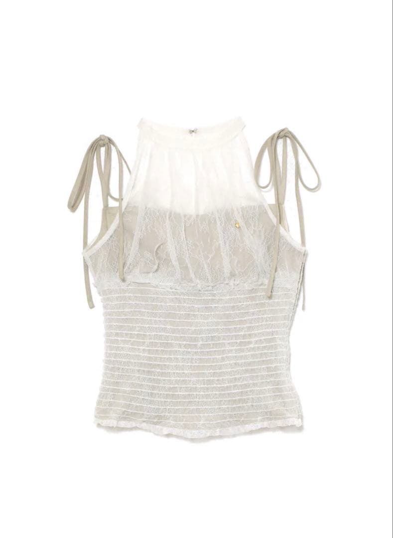 トップス Andmary Paula lacey chiffon tops beige