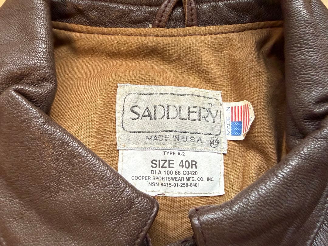 ジャケット・アウター A2 Flight JKT SealBrown 40R SADDLERY USA