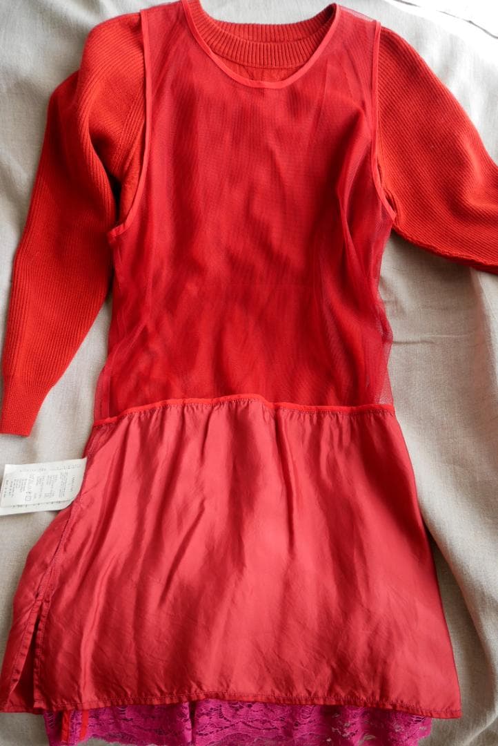 sacai luck ドッキングワンピース　セーター＋レーススカート