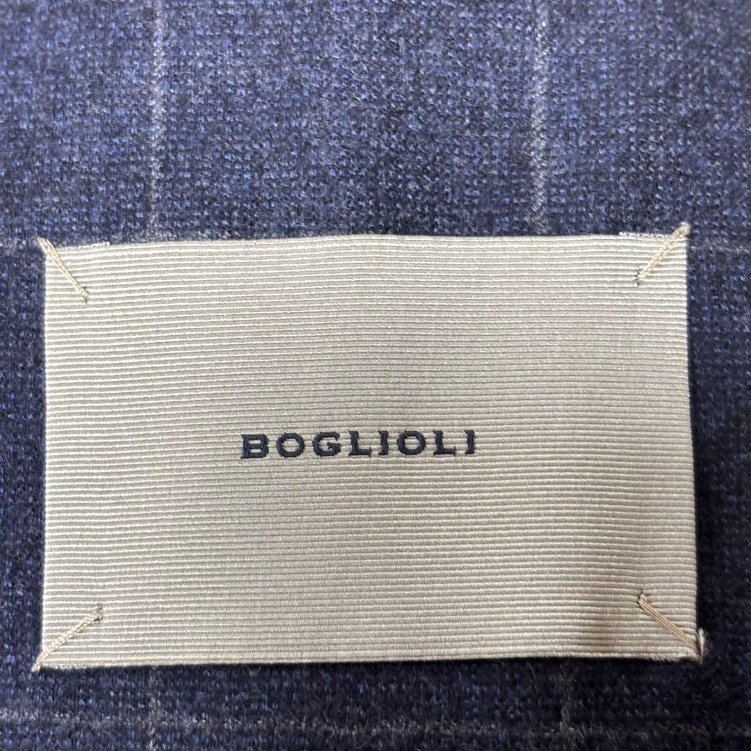 美品　BOGLIOLI ダークブルー チェック柄 スーツ