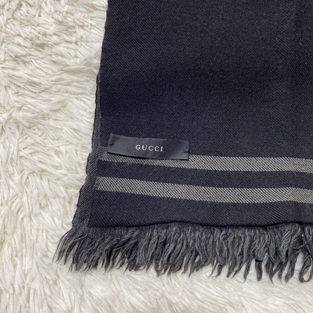 GUCCI グッチ ストール ショール マフラーブラックGG柄　イタリア製