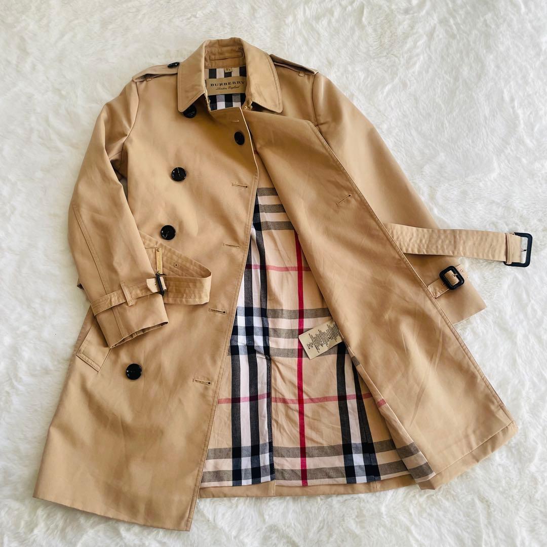 バーバリーBURBERRY ベージュ 裏ノバチェックトレンチコート UK 4