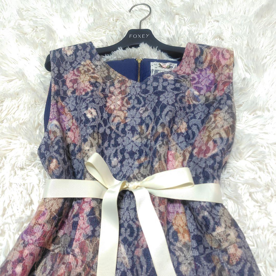 【美品♡希少46】ローズティアラジュエル　ニードルパンチレースワンピース　フレア