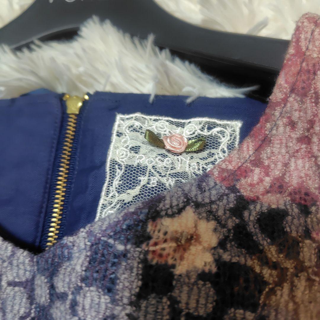 【美品♡希少46】ローズティアラジュエル　ニードルパンチレースワンピース　フレア