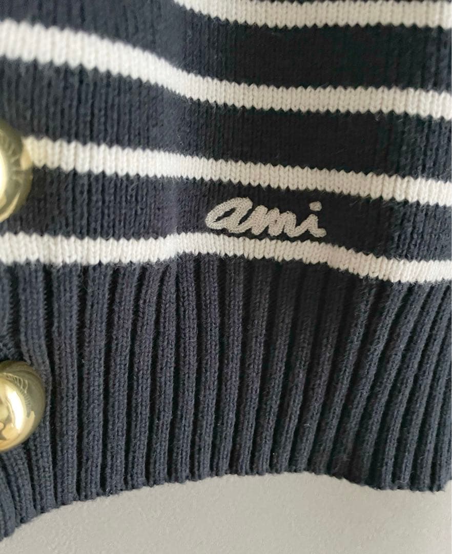 專用 AMIPARIS青と白のストライプカーディガン
