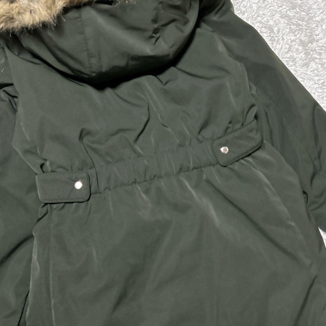 【ザラ】ZARA ダークグリーン フード付きモッズコート L