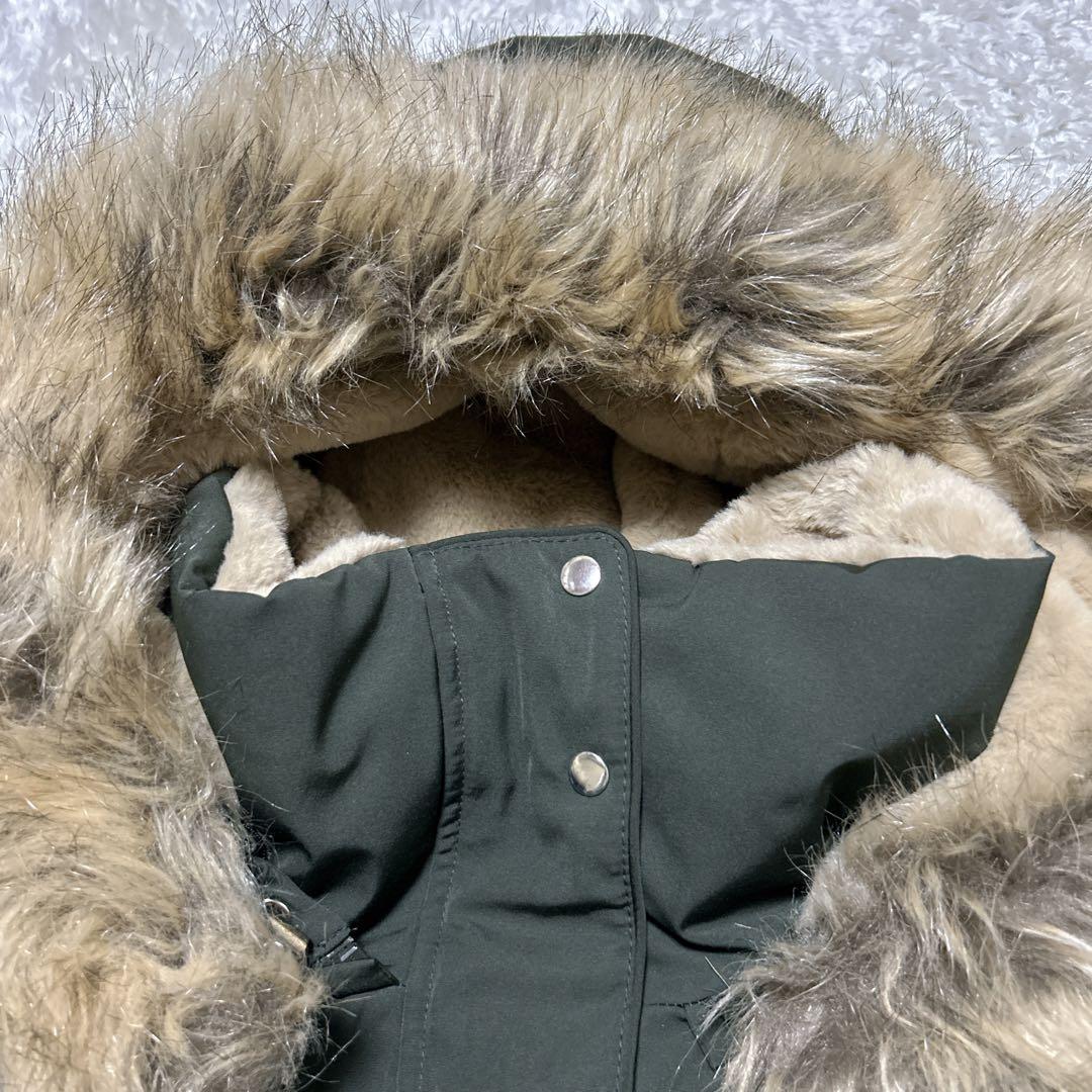 【ザラ】ZARA ダークグリーン フード付きモッズコート L