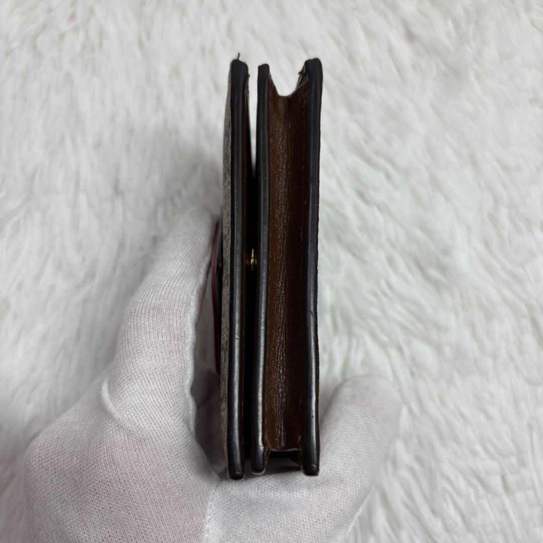 ✨美品✨ グッチ 二つ折り財布 GGスプリーム ハート ロゴ 型押し ベージュ