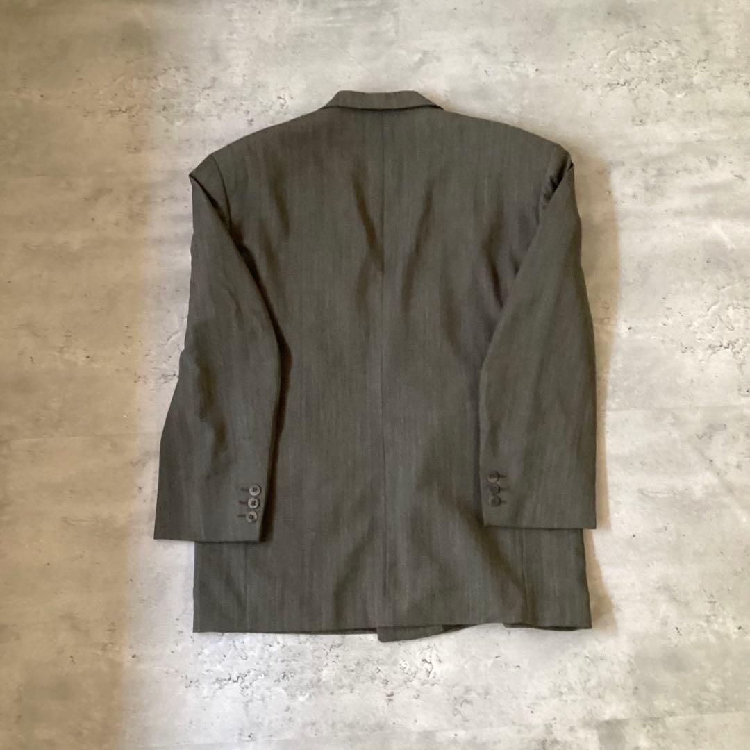 used vintage 90s スーツセットアップ　カーキ　グレー　ストライプ