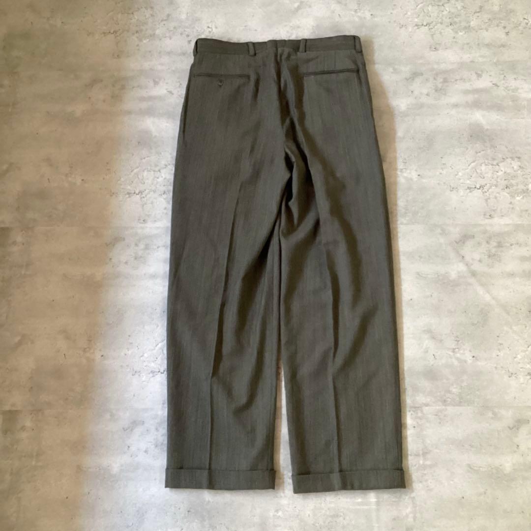 used vintage 90s スーツセットアップ　カーキ　グレー　ストライプ