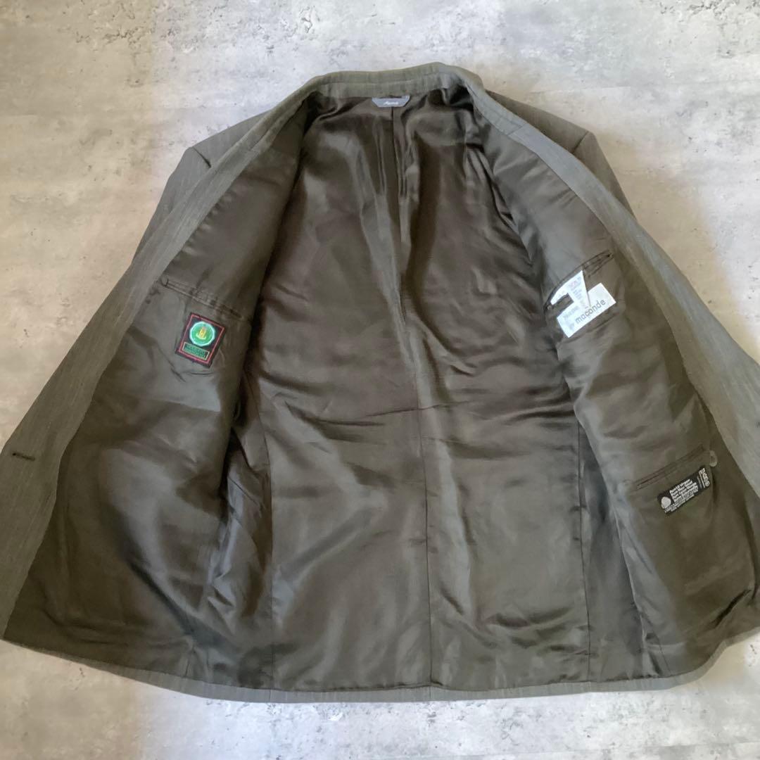 used vintage 90s スーツセットアップ　カーキ　グレー　ストライプ